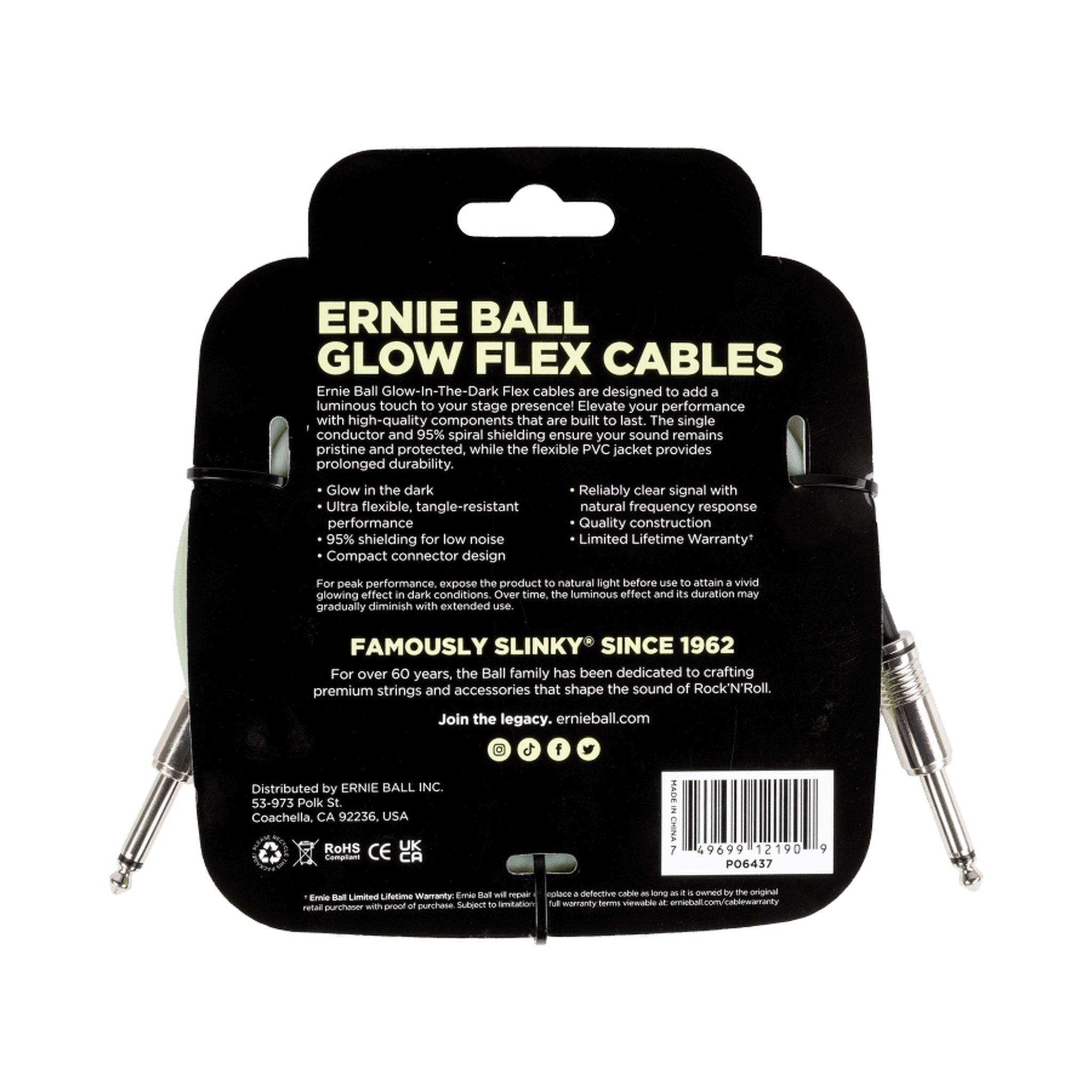 Cable de instrumento Ernie Ball Flex P06437 de 20 pies Glow in the Dark — vista 2