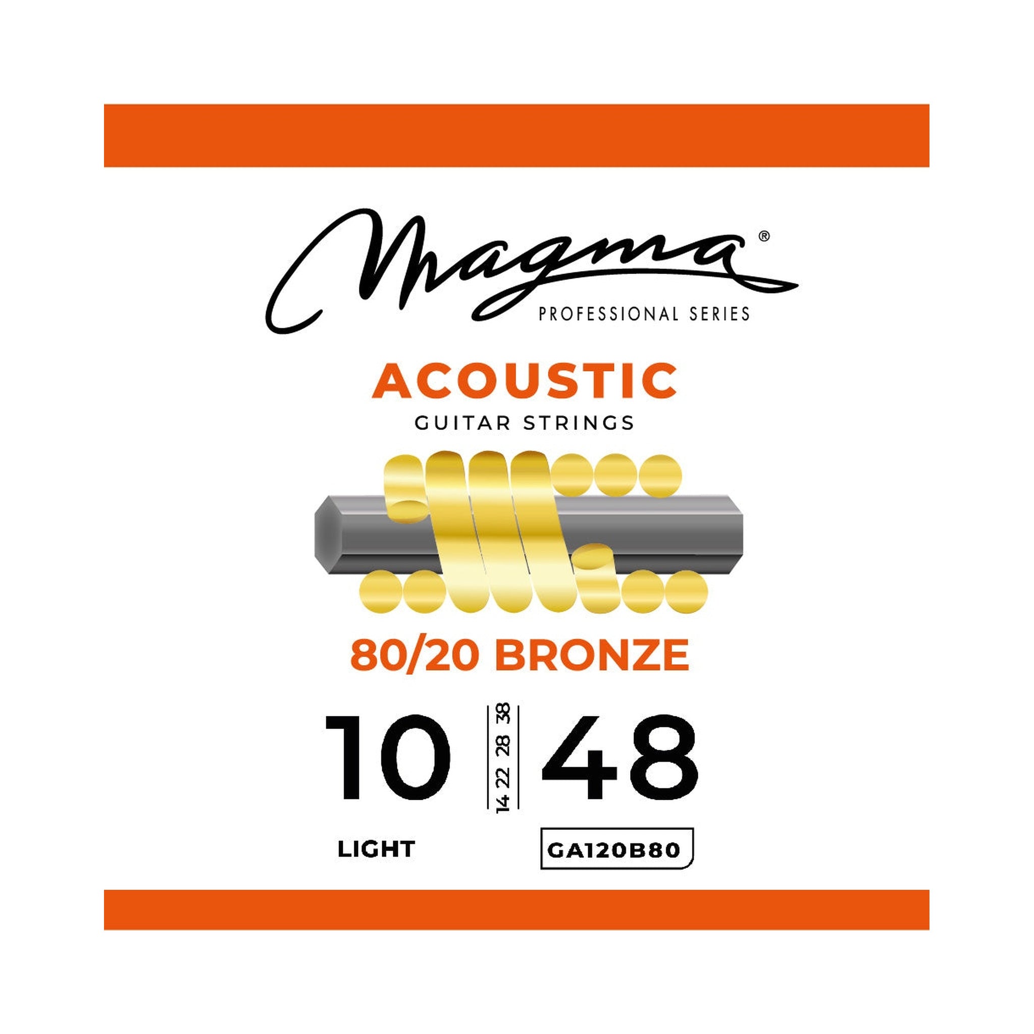 Encordado para guitarra acústica Magma GA120B80 Light de bronce 80/20 10–48 — vista 2