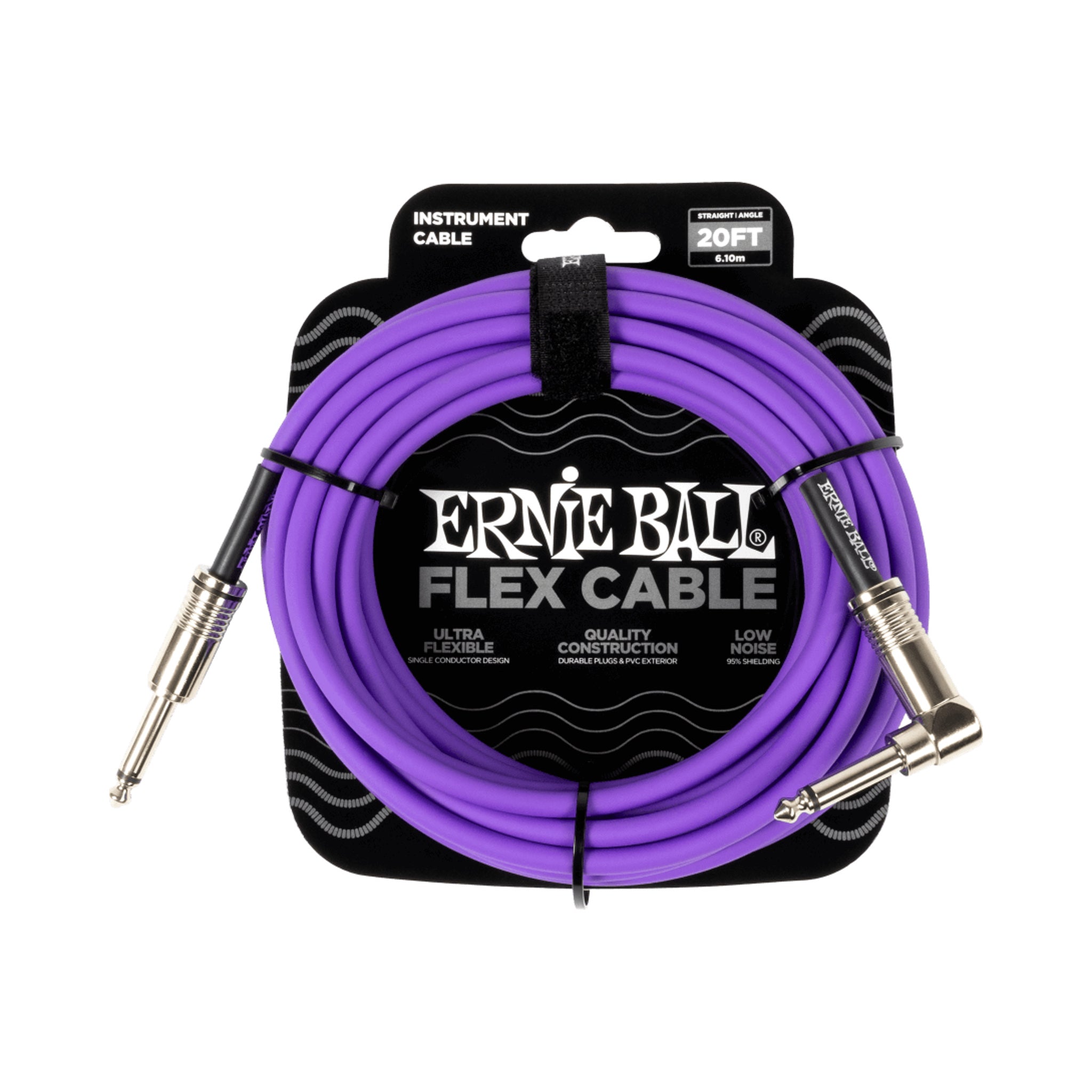 Cable para instrumento Ernie Ball P06466 de 20 pies morado recto-angular — vista 1