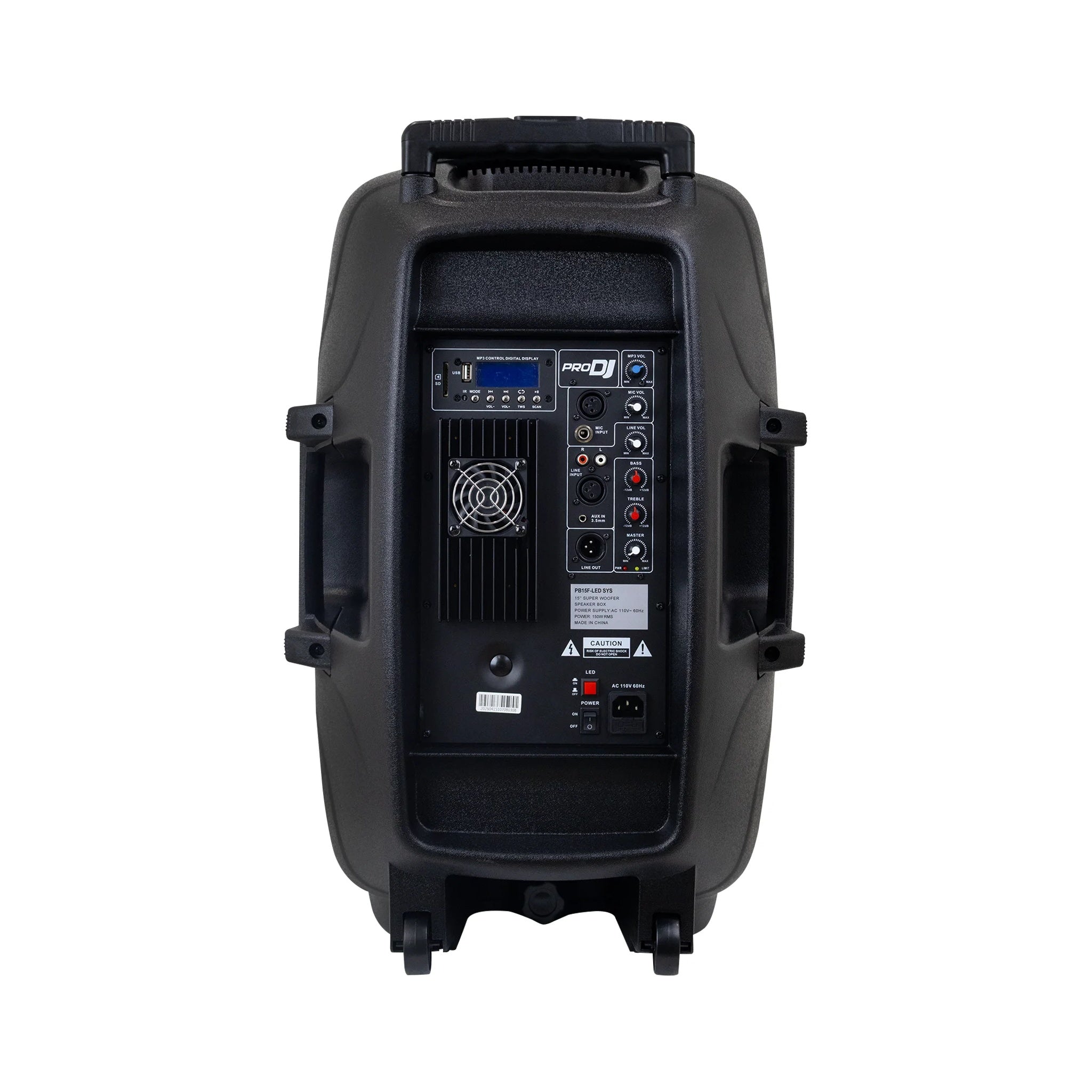 Cabina Activa 15 pulgadas 150 W RMS con Base y Micrófono Pro DJ PB15F-LED SYS - vista 2