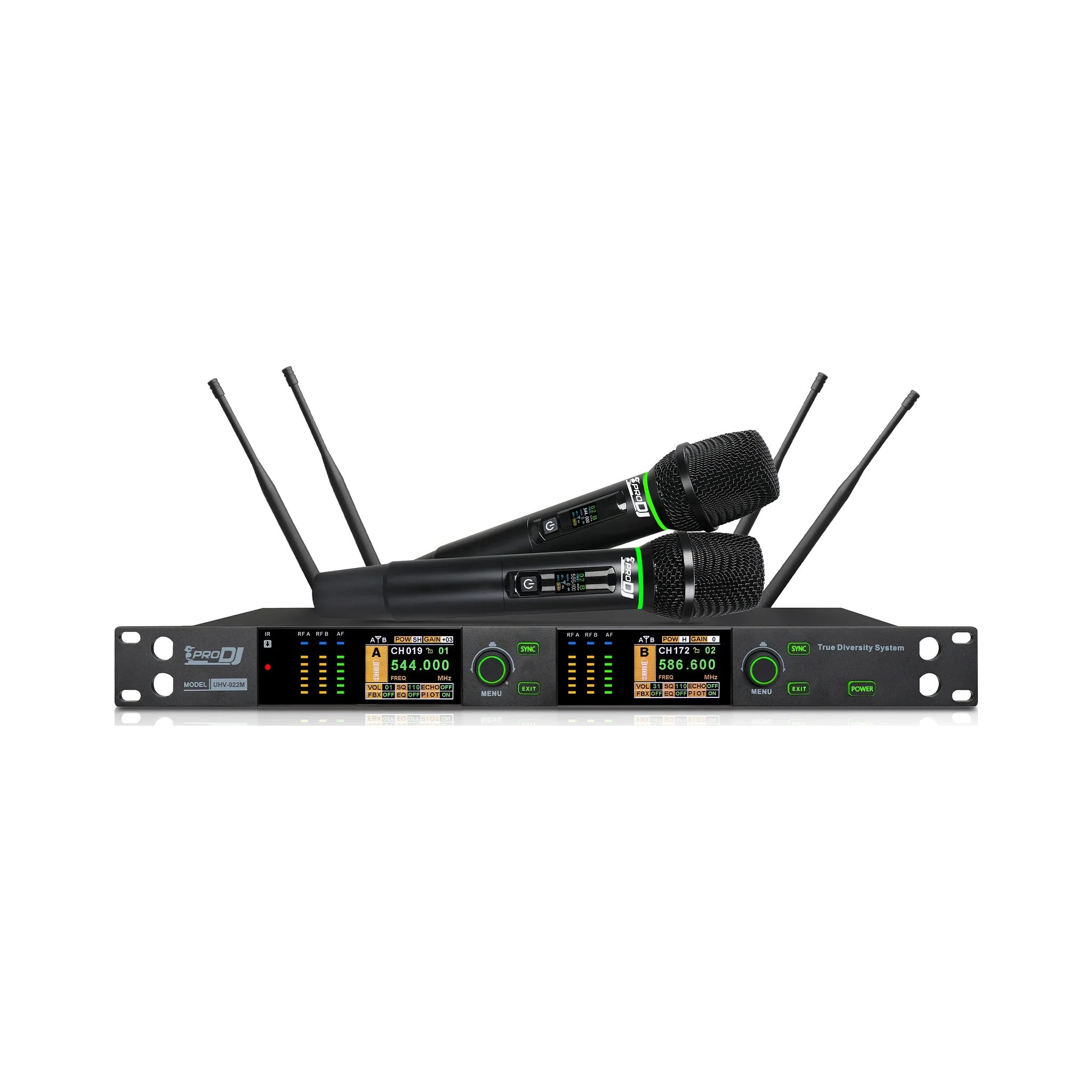 Micrófono Inalámbrico Doble UHF True Diversity 150m Pro DJ UHV-922M - vista 1