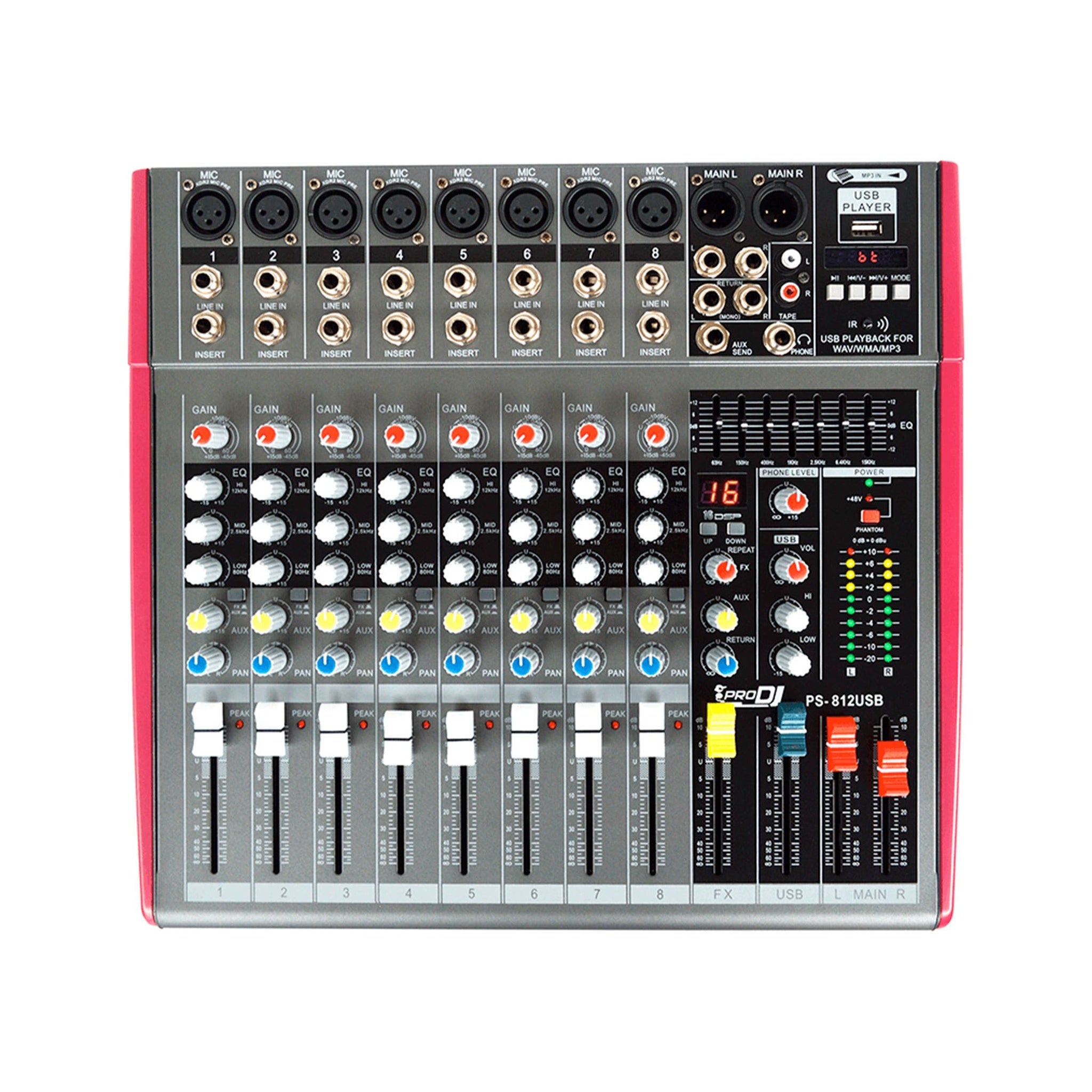 Consola 8 entradas Pro DJ PS-812USB - vista 1