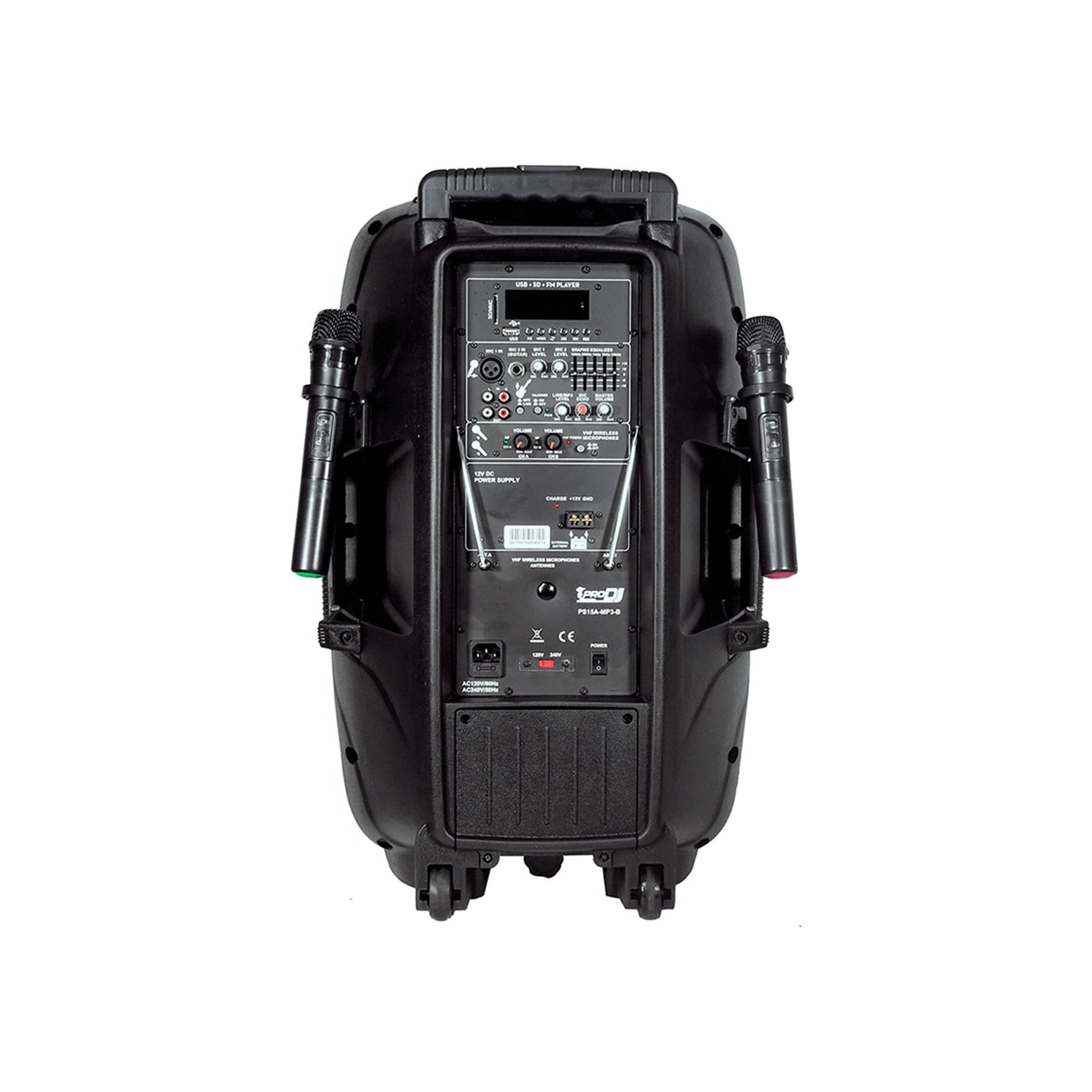 Cabina recargable 15″ Pro DJ PS15A-MP3-B - vista 2