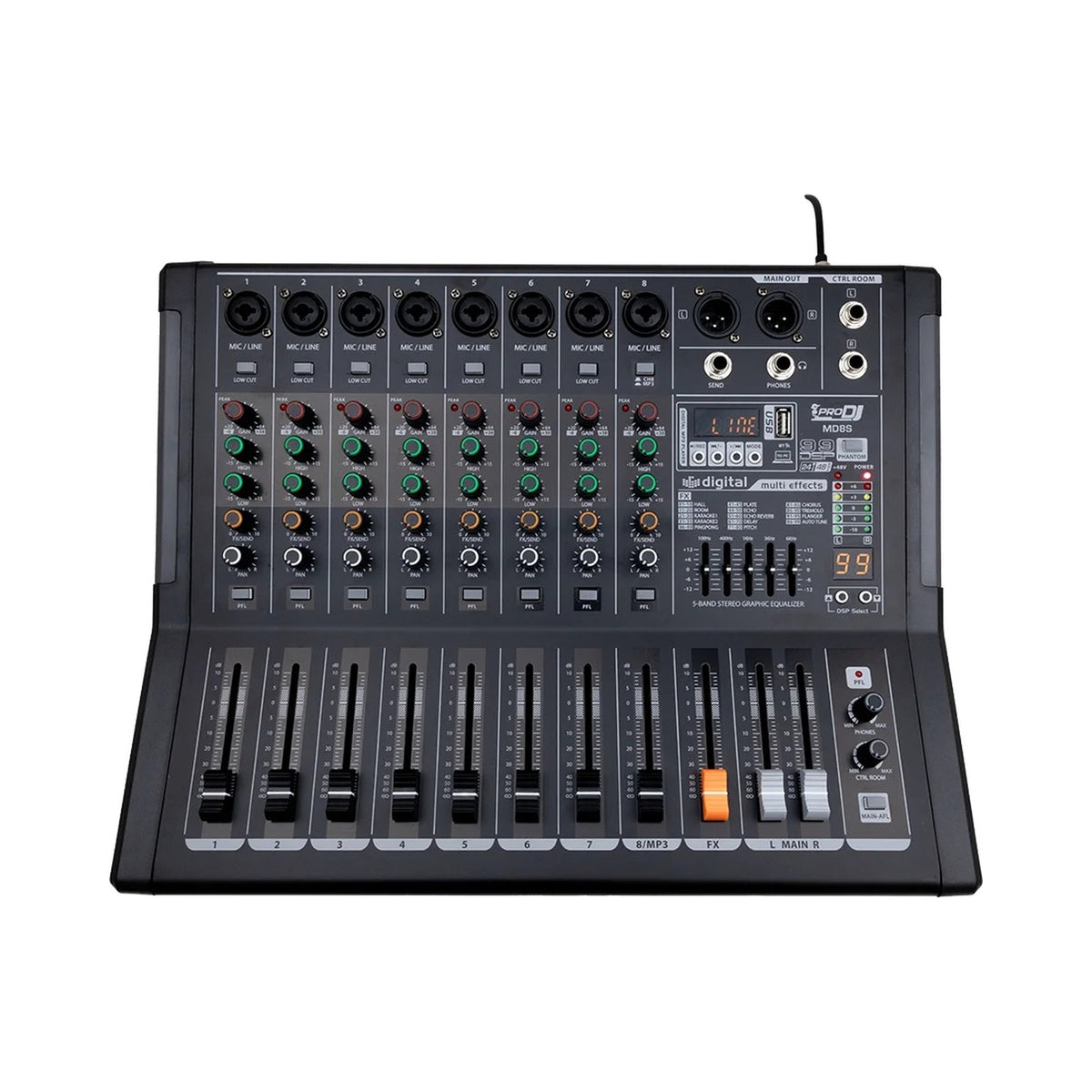 Mezclador profesional 8 canales con efectos, USB y Bluetooth Pro DJ MD8S - vista 1