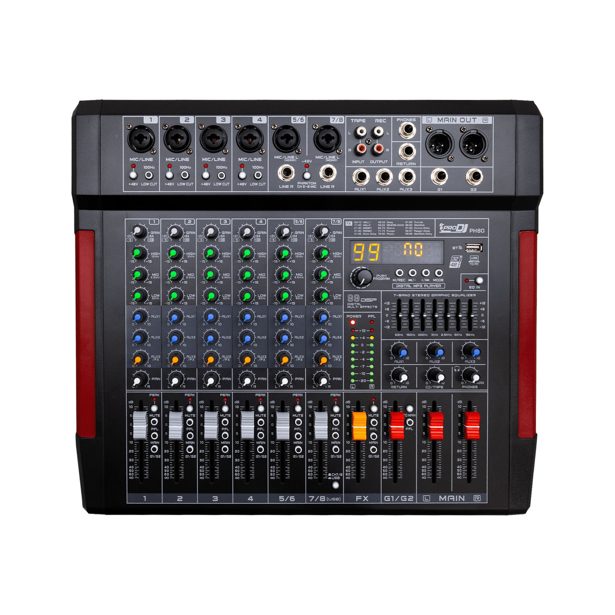 Consola Analogica USB Bluetooth DSP 99 FX Pro DJ PH80 - vista 1