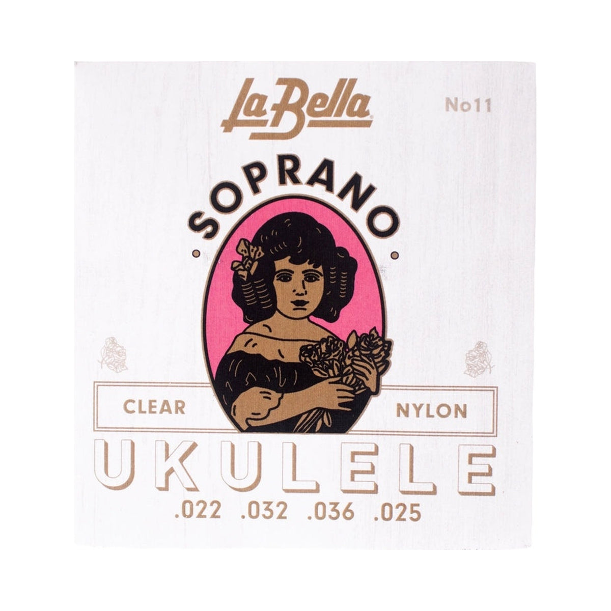 Encordado para ukulele soprano La Bella No. 11 de nailon transparente