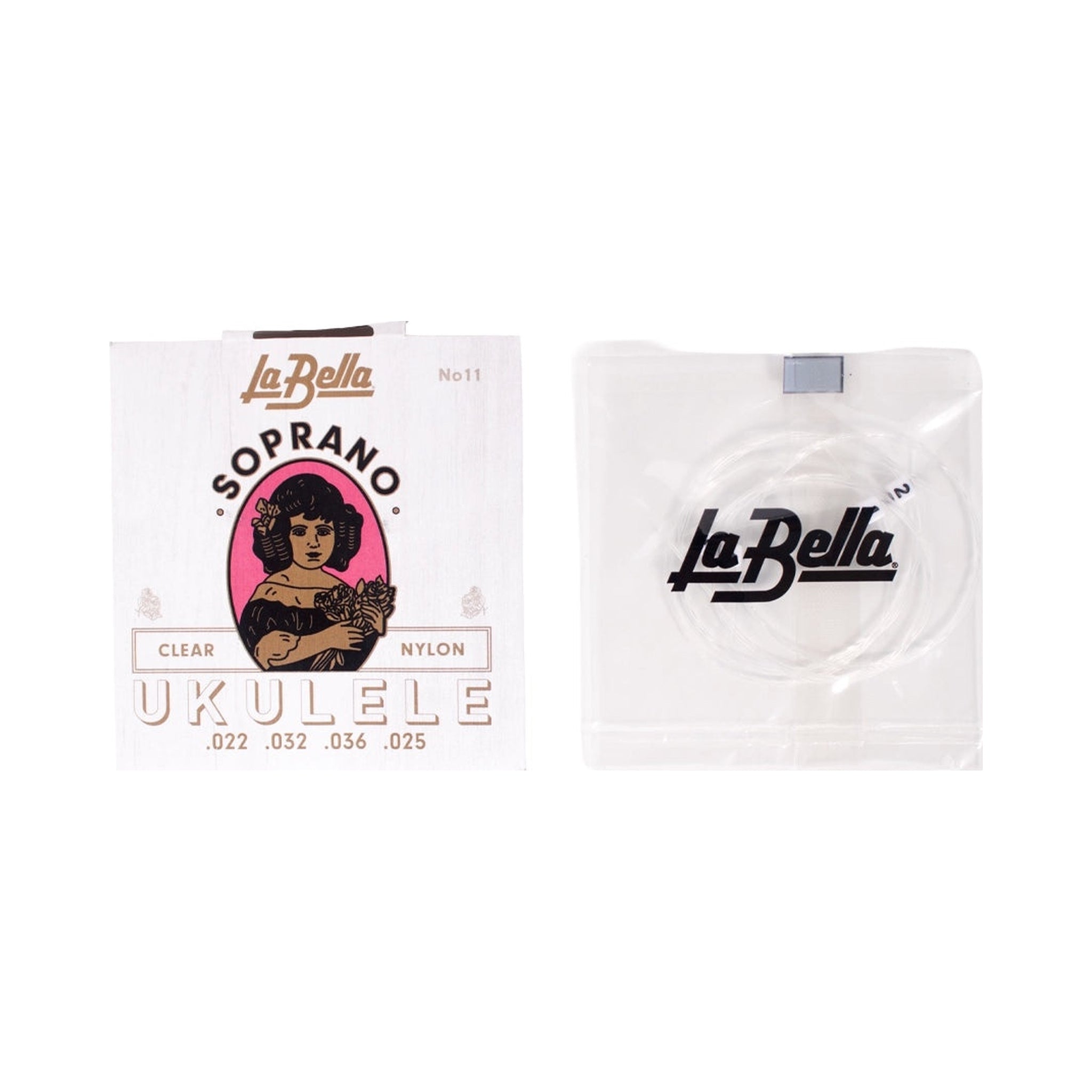 Encordado para ukulele soprano La Bella No. 11 de nailon transparente